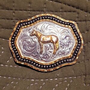 Look Kids Western Horse Belt Buckle Rodeo Barrel Racing Nice!